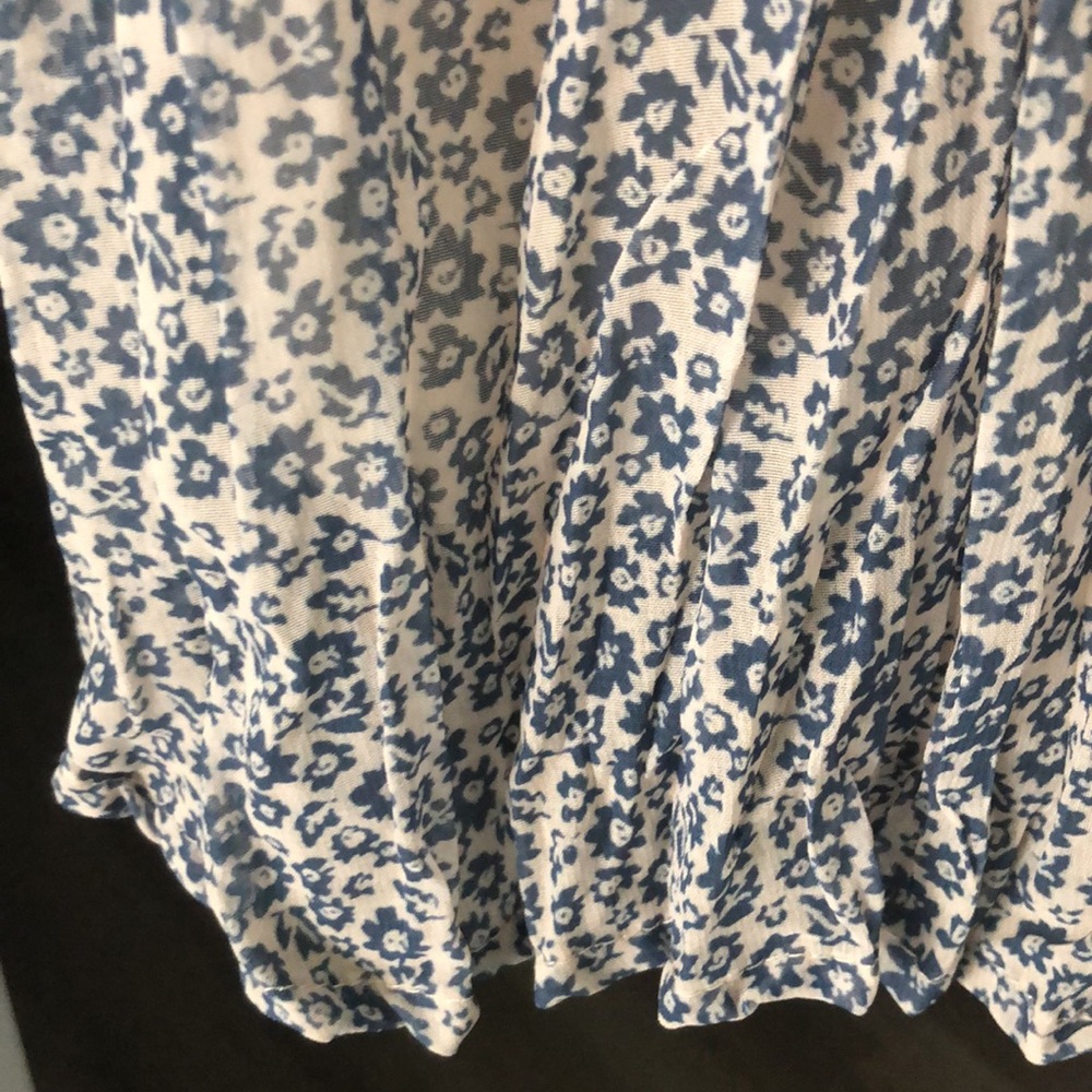Mikarose blue ditsy floral maxi broomstick skirt S Cottagecore prairie lined - Picture 6 of 12